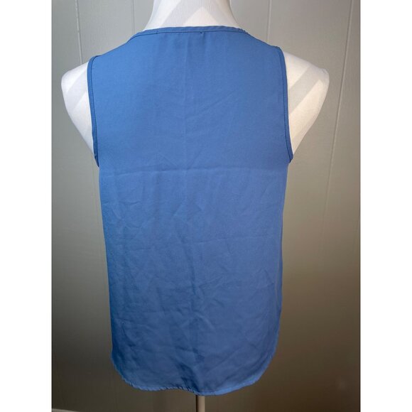 Ambiance Zip Neck Sleeveless Blouse Cornflower Blue Size Small - Picture 4 of 9